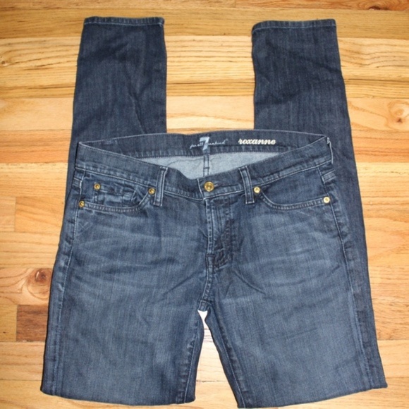 7 For All Mankind Denim - 7 for All Mankind Dark Wash Roxanne Straight Jeans
